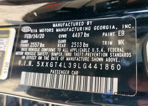 2020 Kia Optima Lx from USA, damaged, VIN 5XXGT4L39LG441860